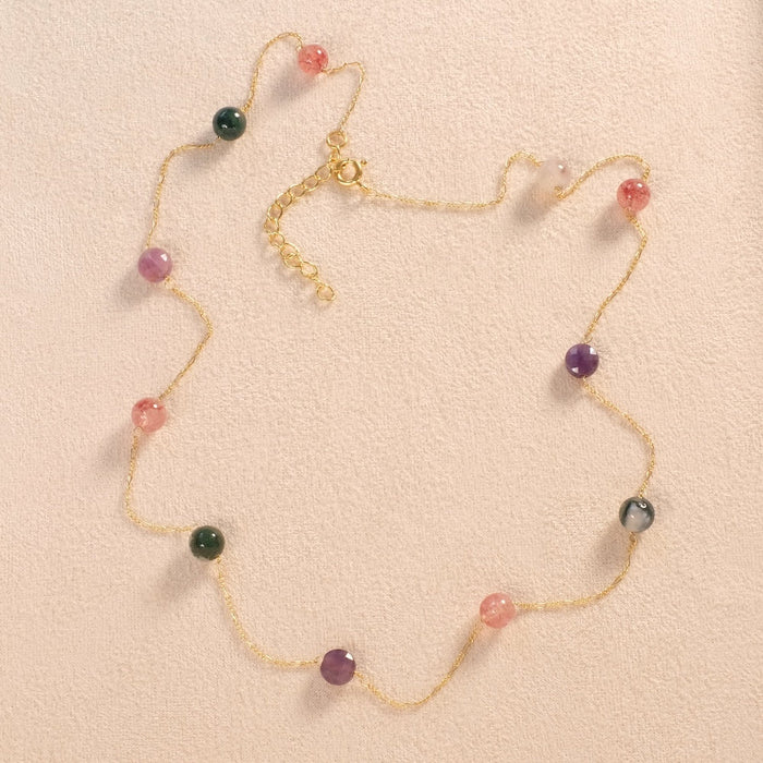 Collier Chaine fine et perles gemmes