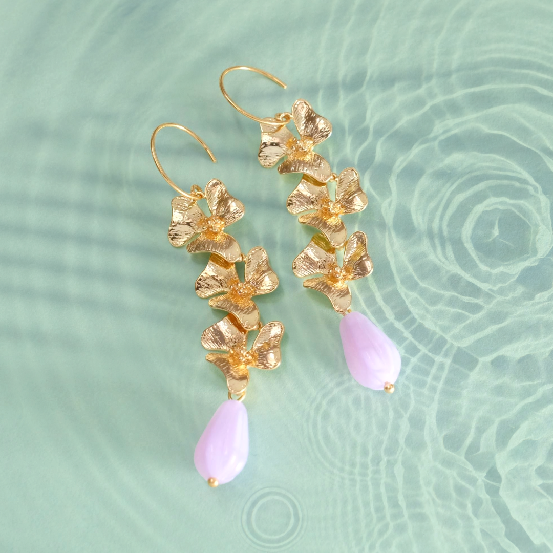 Boucles d'oreilles cascade d'orchidées