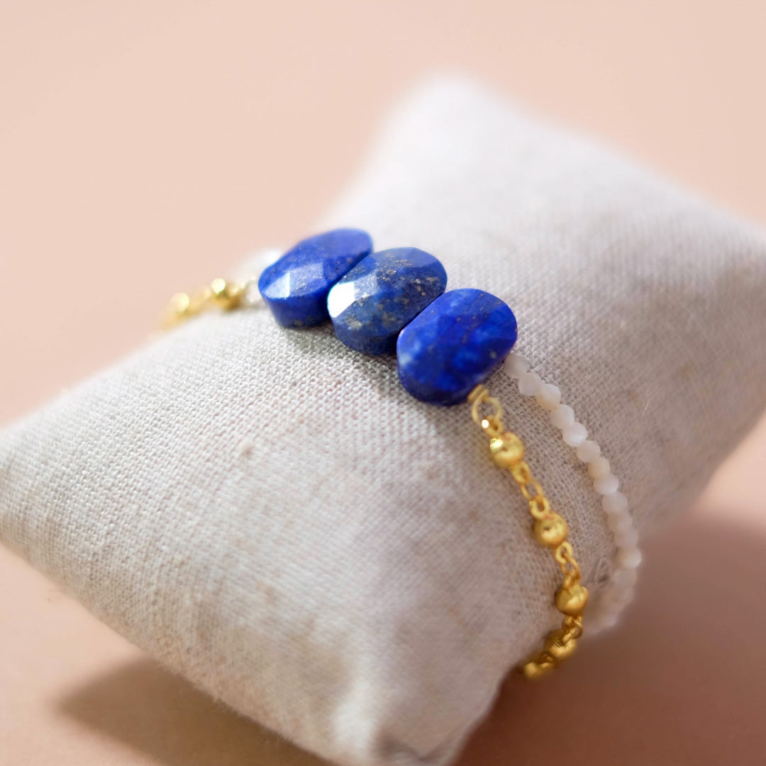 Bracelet double rang Lapis Lazuli et Nacre