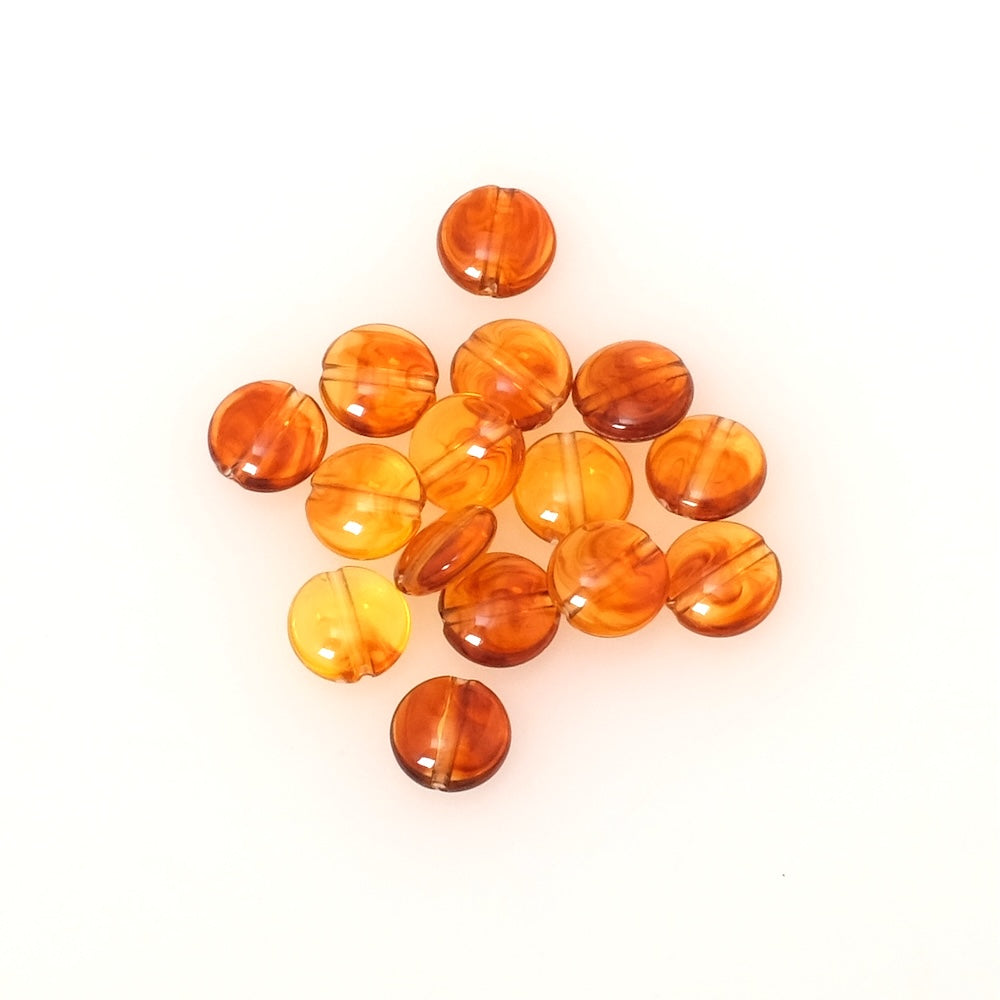 10 Perles palet rond 9,5mm en acrylique Ambré