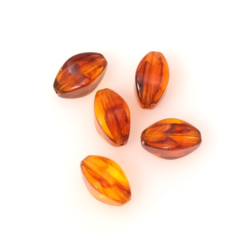4 Perles ovale 19x10,5mm en acrylique Ambré