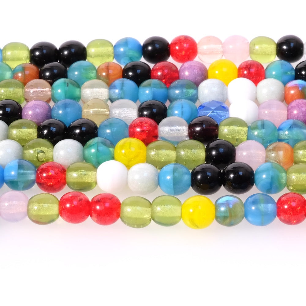 Fil de perles de Bohème rondes 6mm Mix de couleurs