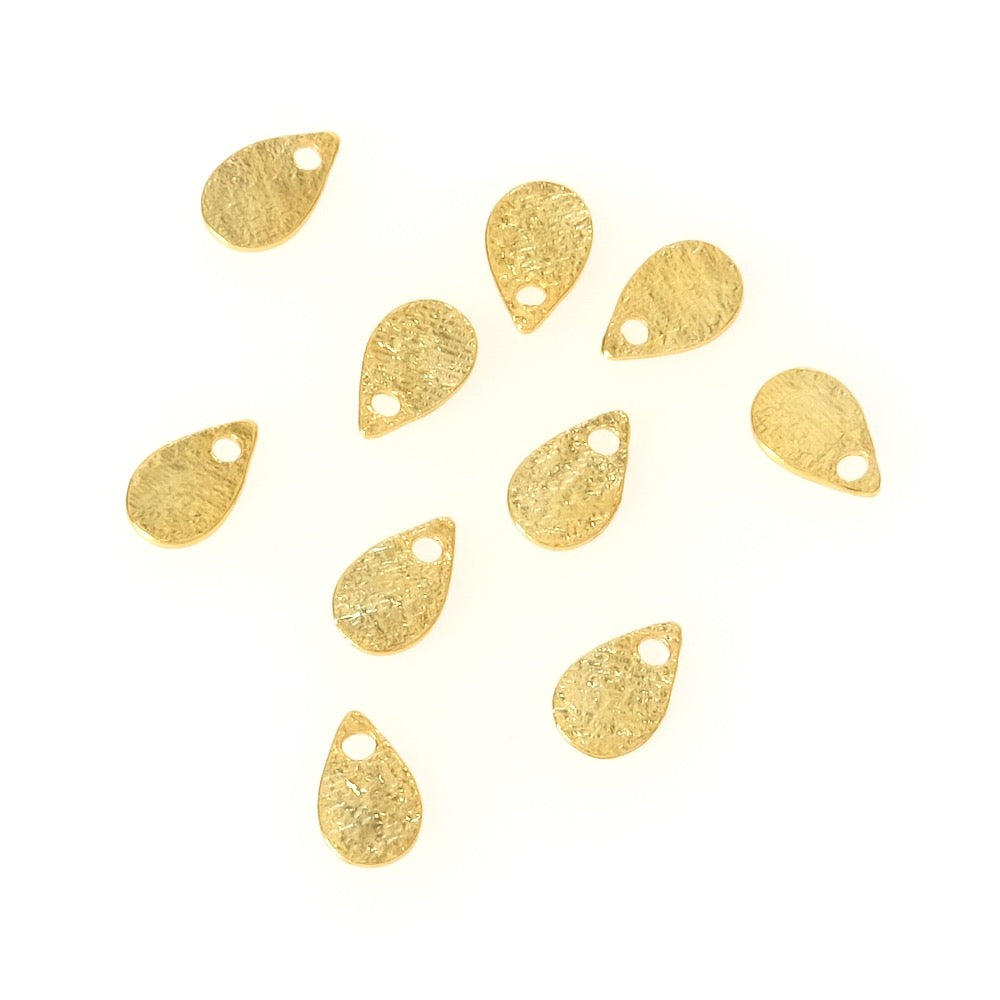 4 pendentifs petites gouttes en laiton doré à l'or fin 24K Premium