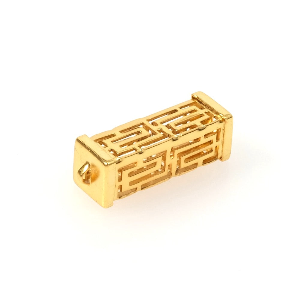 Pendentif connecteur graphique rectangle en laiton doré à l'or fin 24K Premium