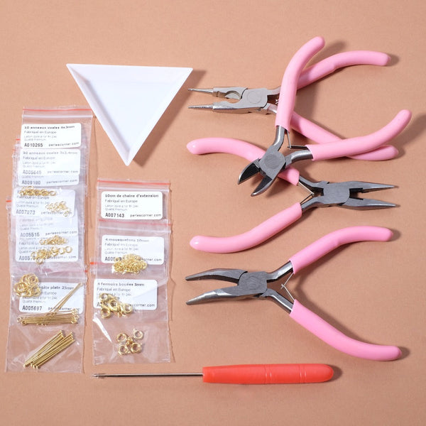 Kit 10 Pinces à Bijoux Toolour Rose - Outils Professionnels Pour Création Bijoux DIY