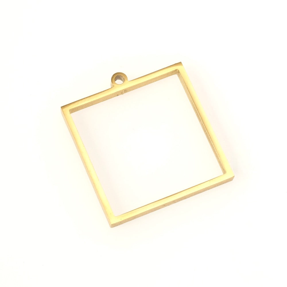 Pendentif cadre rectangle doré en acier inoxydable 304.