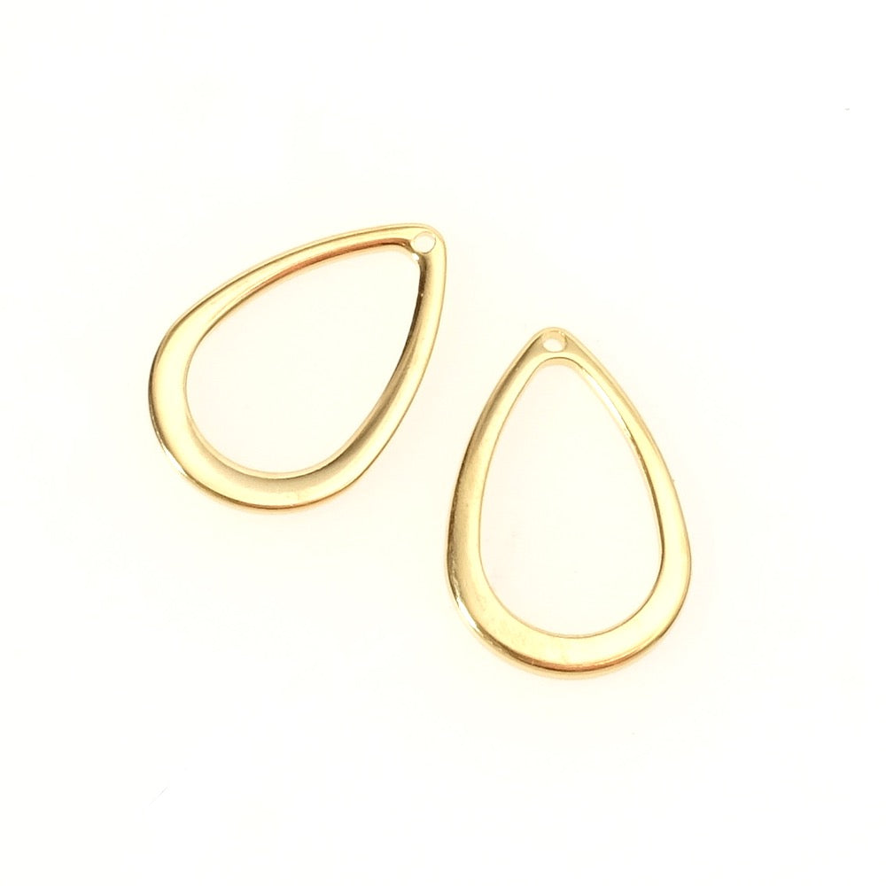 4 pendentifs gouttes dorés en acier inoxydable 304.