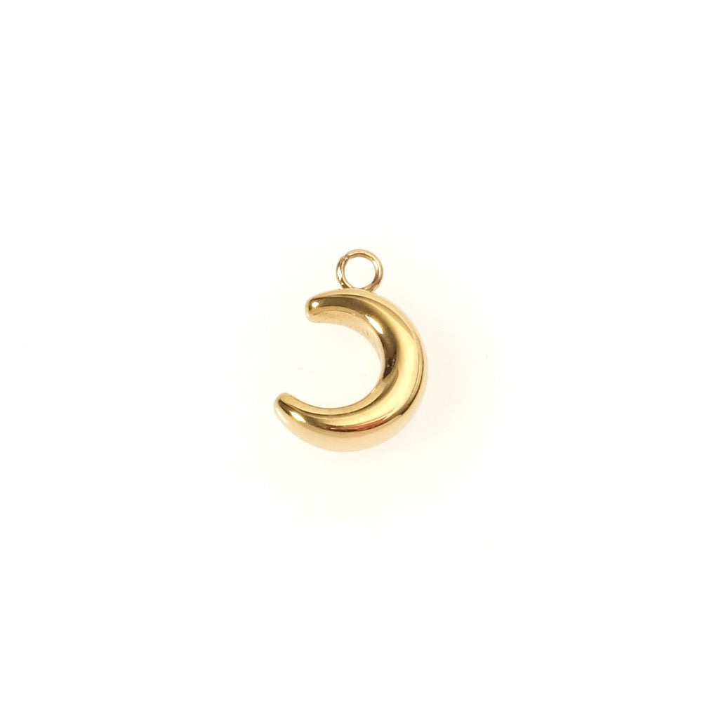 Pendentif lune en acier inoxydable doré 24K.
