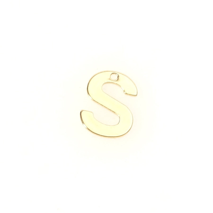 Pendentif lettre S doré en acier inoxydable 304.