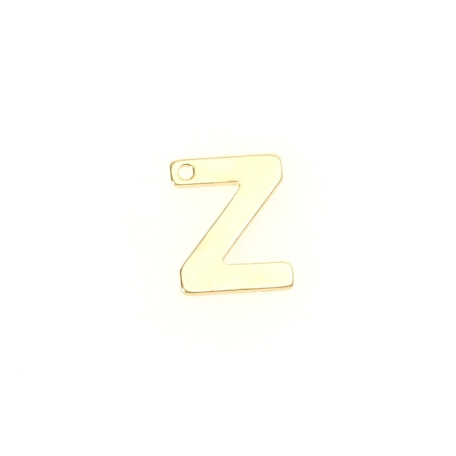 Pendentif lettre Z doré en acier inoxydable 304.