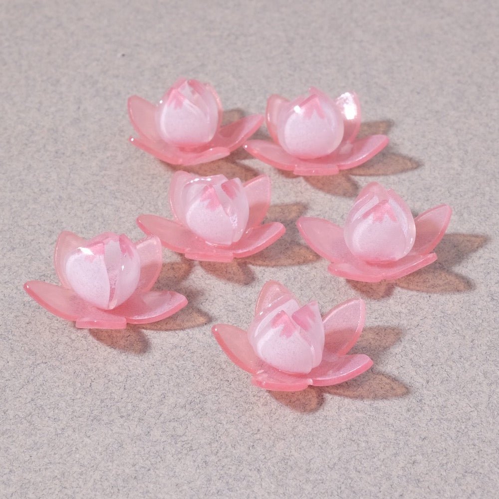 Coupelle Fleur de lotus double pétales en acrylique rose