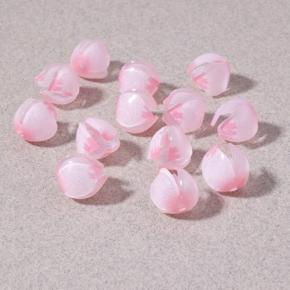 2 coupelles bouton de fleur de lotus en acrylique rose.