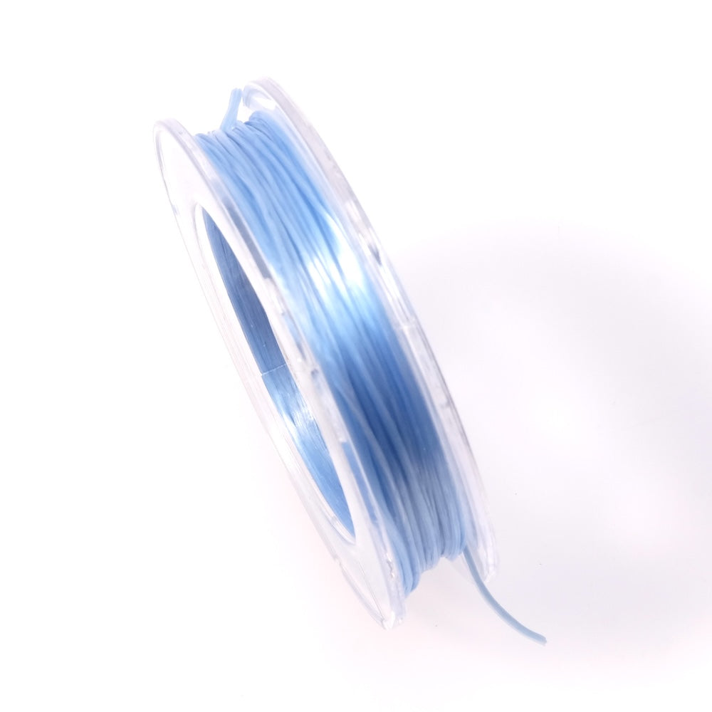 Bobine de 10 mètres de fil Elastique plat 0,6mm Bleu pastel