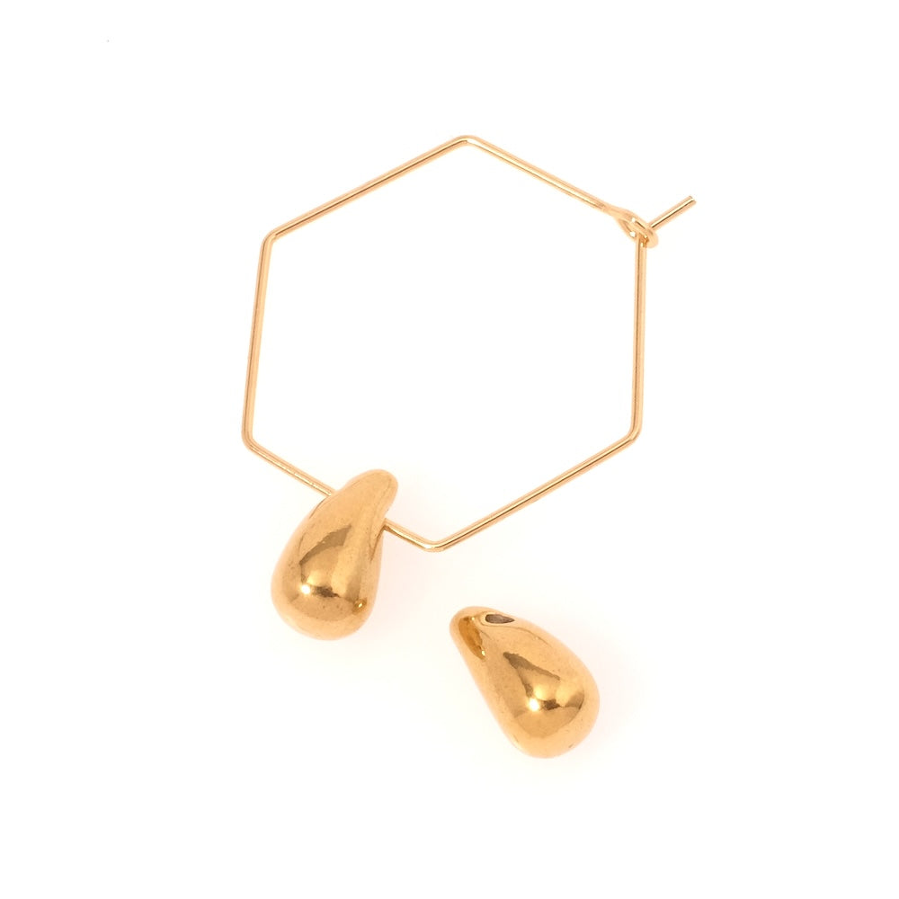 Pendentif goutte bombée en acier inoxydable doré 18K.