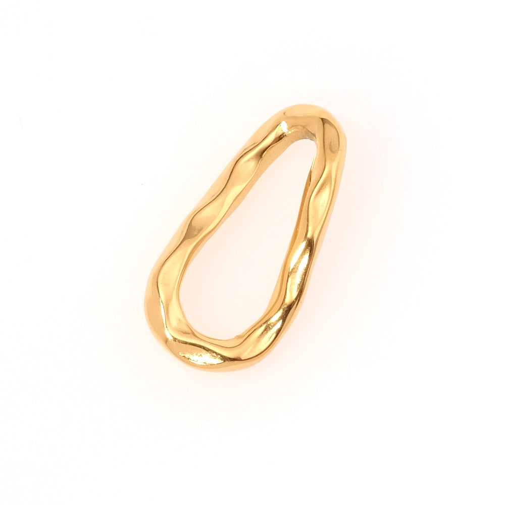 Pendentif connecteur ovale doré texturé en acier inoxydable 304.