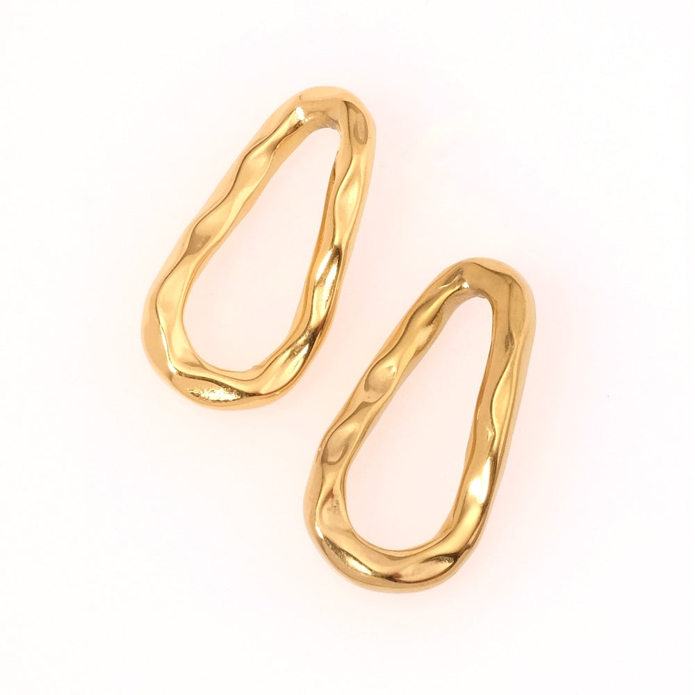 Pendentif connecteur ovale doré texturé en acier inoxydable 304.