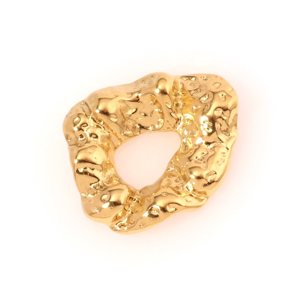 Pendentif connecteur ovale doré texturé en acier inoxydable 304.