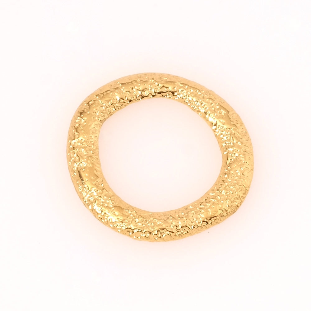 Pendentif connecteur rond doré texturé en acier inoxydable 304.