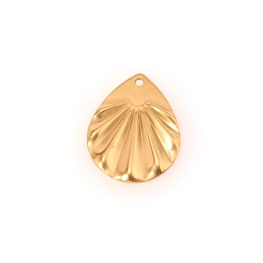 Pendentif goutte ondulée en acier inoxydable doré 18K.