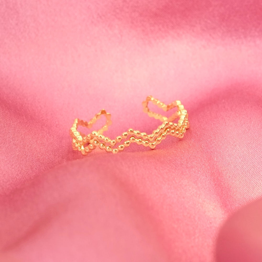 Bague chevron dorée en acier inoxydable 304 avec placage or 14K.