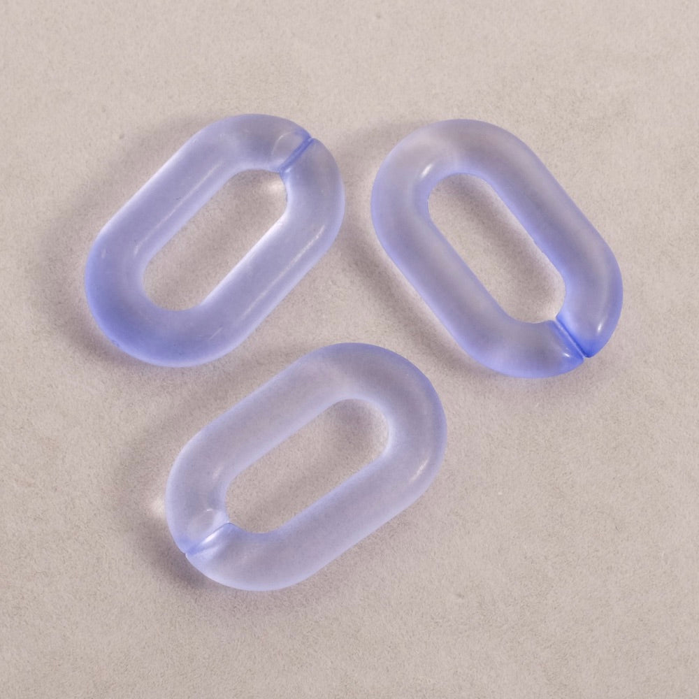 4 maillons ovale 31mm en acétate bleu transparent mat
