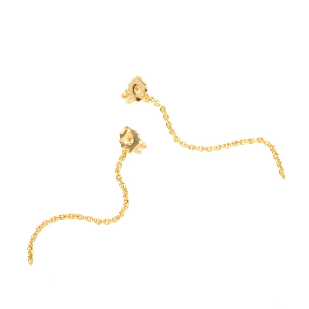 Paire de fermoirs pour Boucles d'oreilles avec chaine pendante en laiton doré à l'or fin 24K Premium