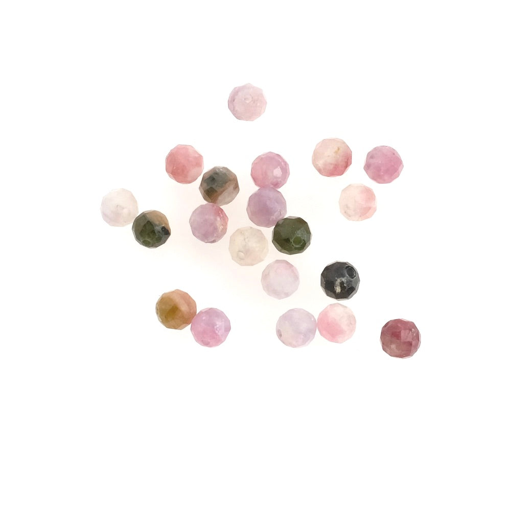 20 perles naturelles rondes facettées 4mm Tourmaline