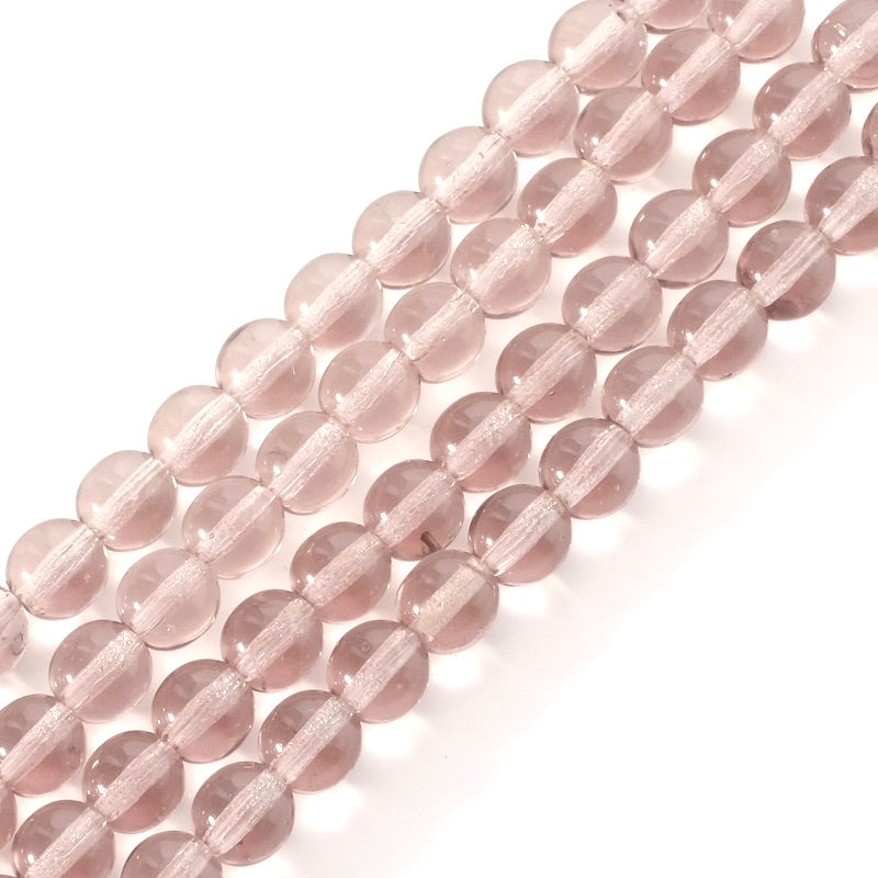 Fil de perles rondes en verre violet clair transparent de 6mm.