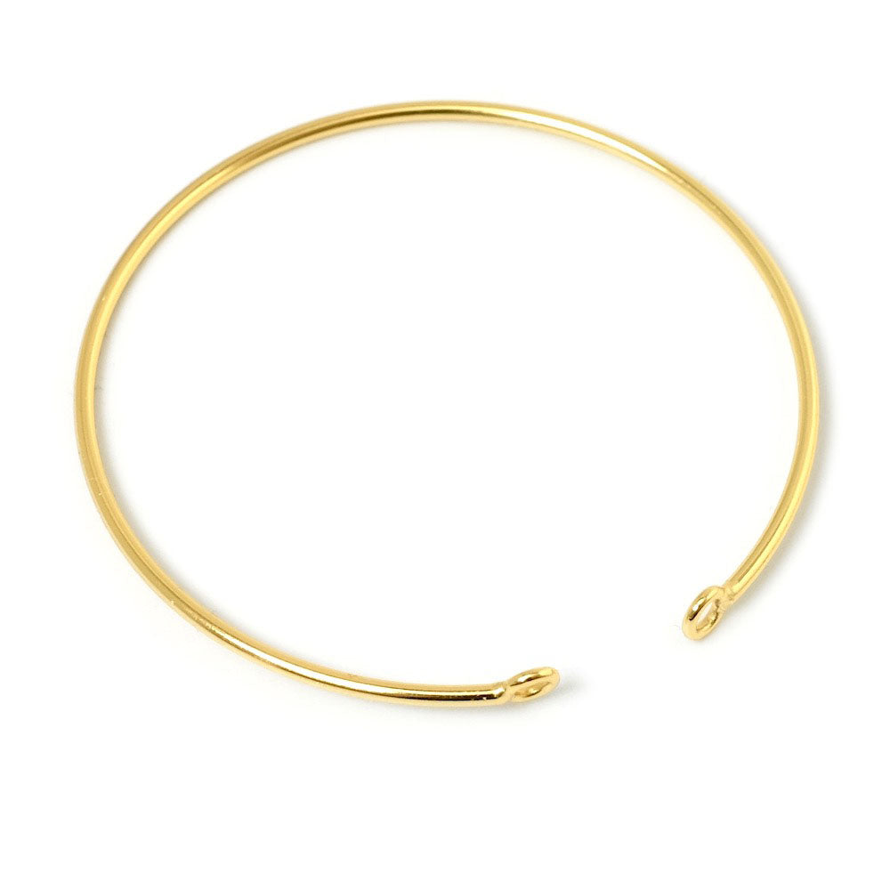 Support bracelet jonc avec 2 anneaux en Laiton doré à l'or fin 24K