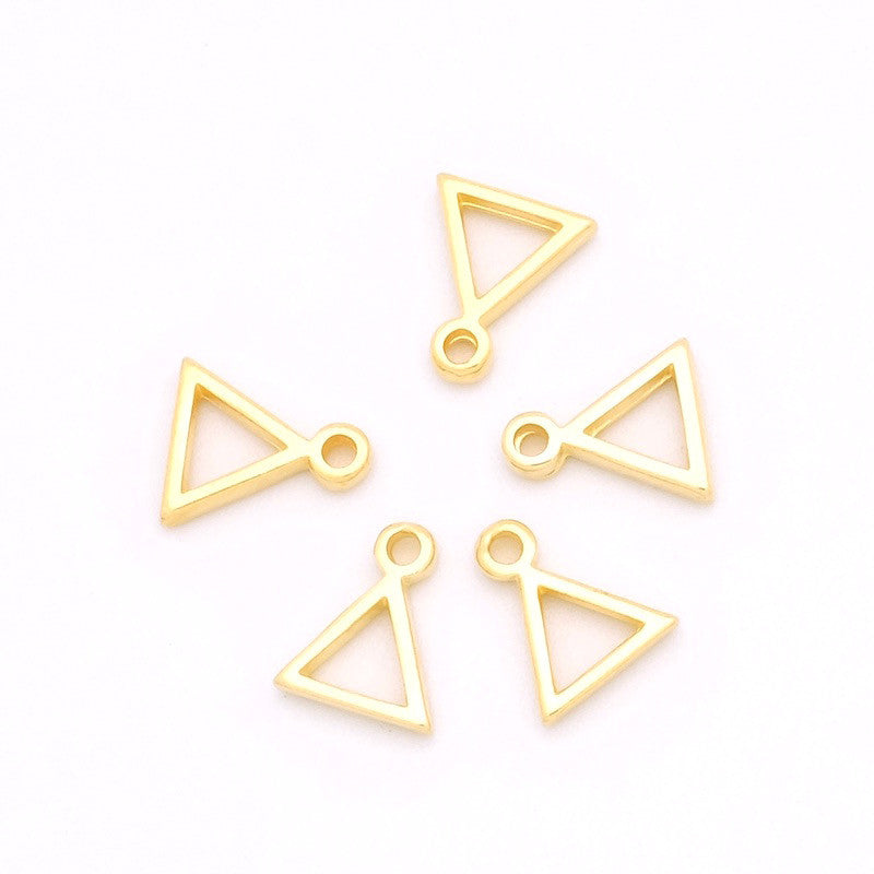 Lot de 4 Pendentifs triangles géométriques en laiton doré