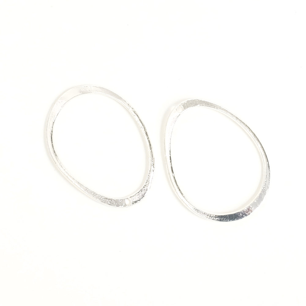 2 pendentifs anneaux ovales en laiton argenté 925 Premium