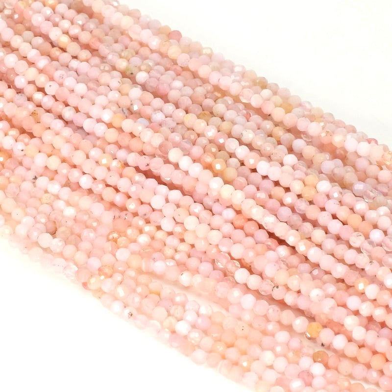 Fil de perles naturelles facettées 2mm Opale rose