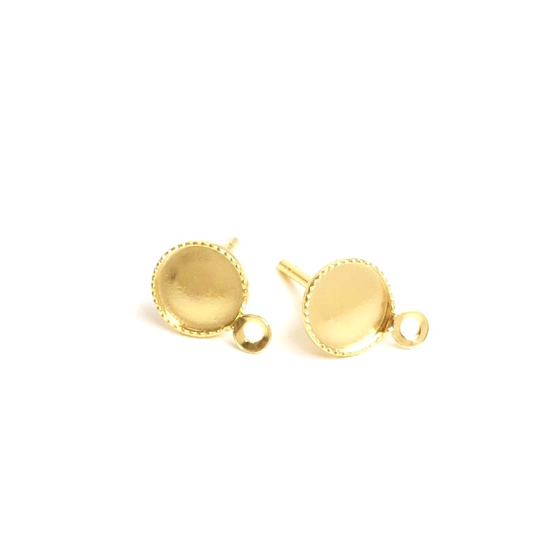 Boucles d'oreilles clous pour cab 6mm en Laiton doré à l'or fin 24K, la paire