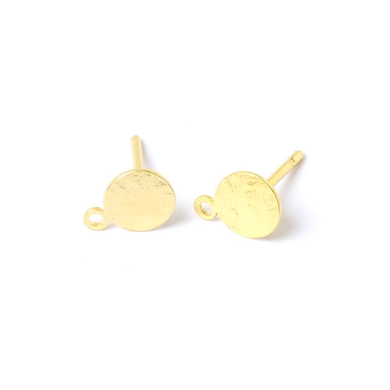 2 boucles d'oreilles clous texture Granite en laiton doré à l'or fin 24K