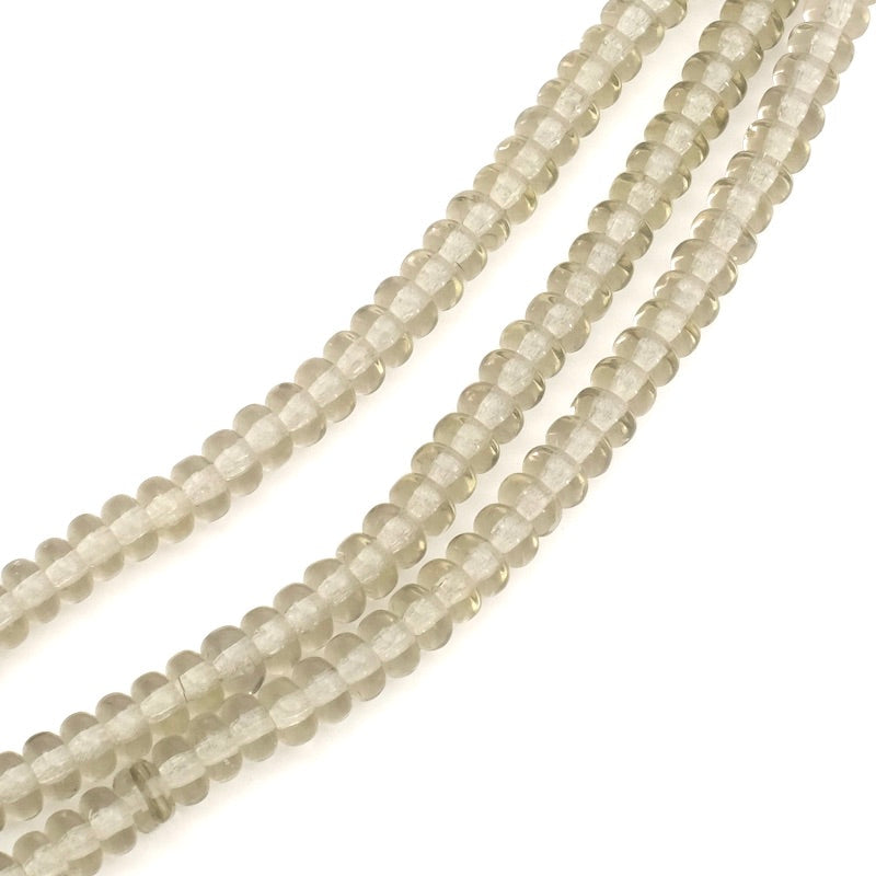 Fil de perles de Bohème gris transparent 2x4mm.