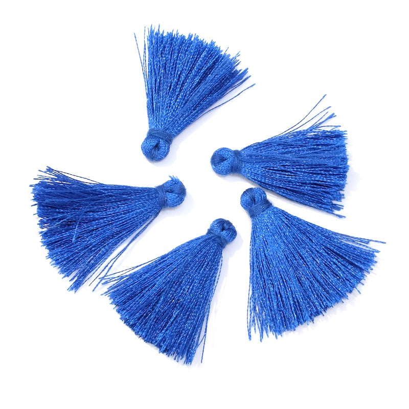 6 Pompons en polyester 30mm Bleu intense