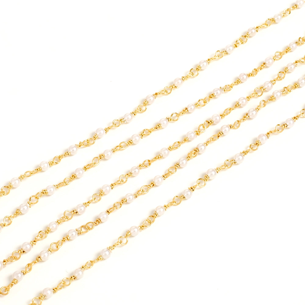 20cm de chaine Rosaire de Nacre 2mm en laiton doré à l'or fin 24K Premium