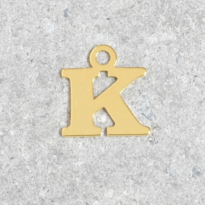 Pendentif lettre K en argent 925 doré à l'or 24K