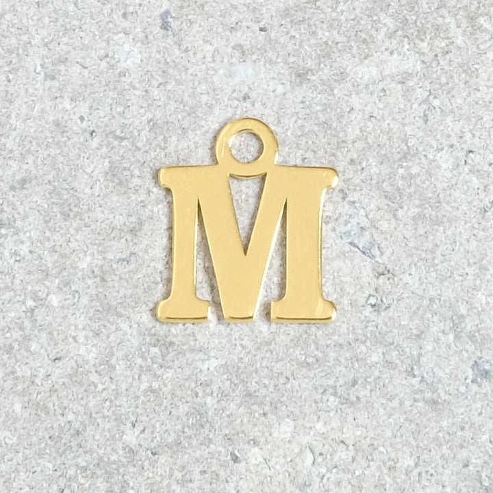 Pendentif lettre M en argent 925 doré à l&#39;or 24K