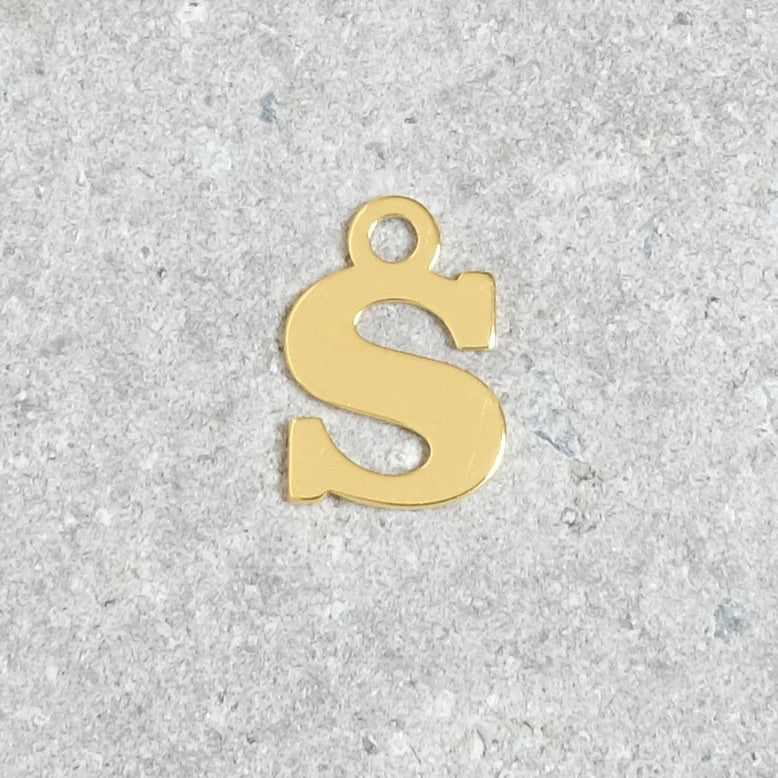 Pendentif lettre S en argent 925 doré à l&#39;or 24K