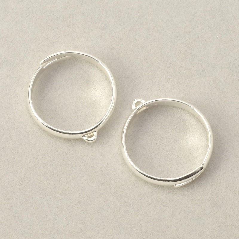 Bague ajustable avec anneau en laiton Plaqué Argent 925 (3 microns)