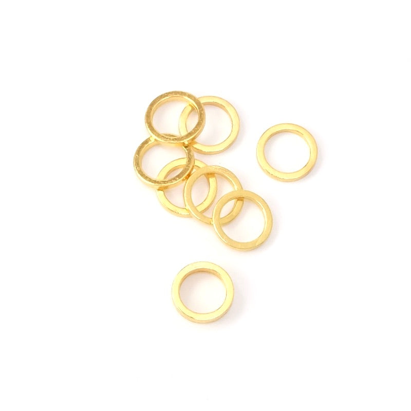 10 anneaux fermés 6mm en laiton Doré à l'or fin 24K Premium