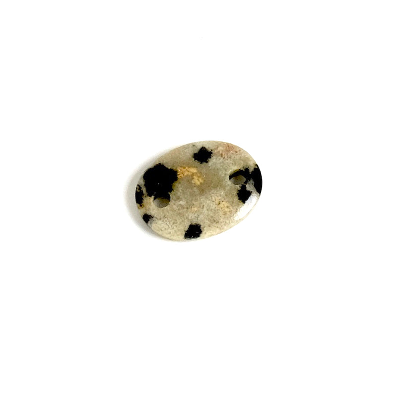 Connecteur Ovale 8x10mm en pierre naturelle Jaspe Dalmatien