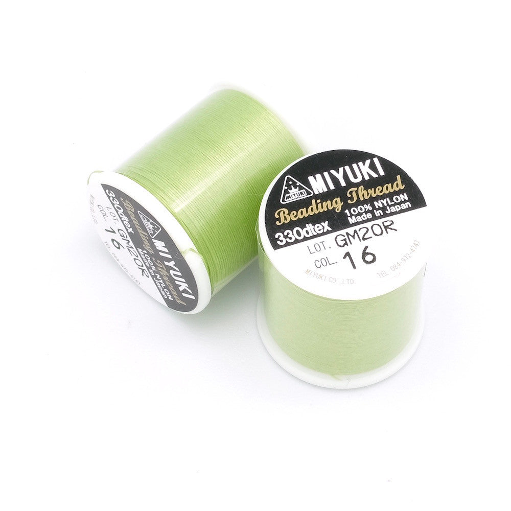 Bobine de 50 mètres de fil nylon Miyuki Beading thread 0,25mm Vert Péridot N°16 