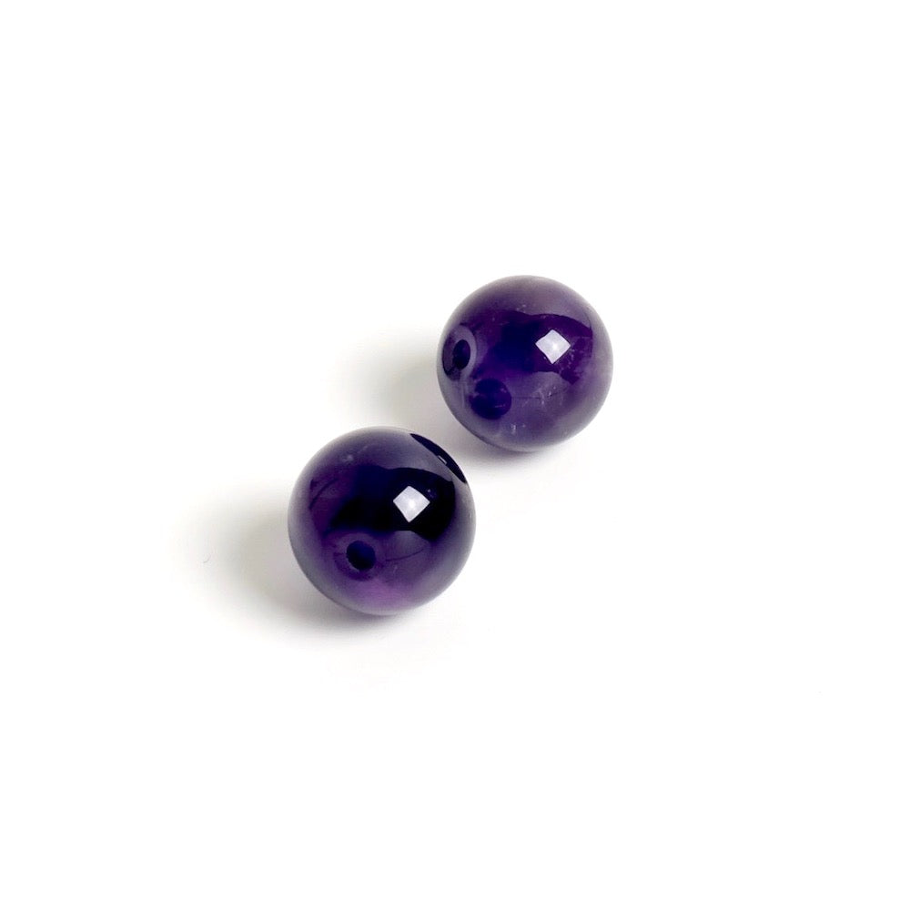 2 perles rondes 8mm naturelles d'Améthyste