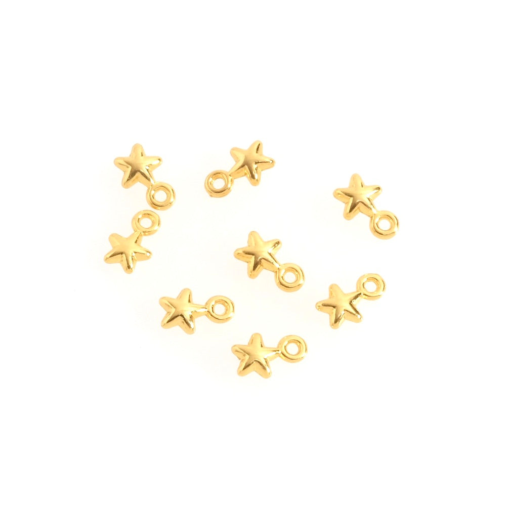 6 pendentifs petites étoiles en laiton doré à l'or fin 24K Premium