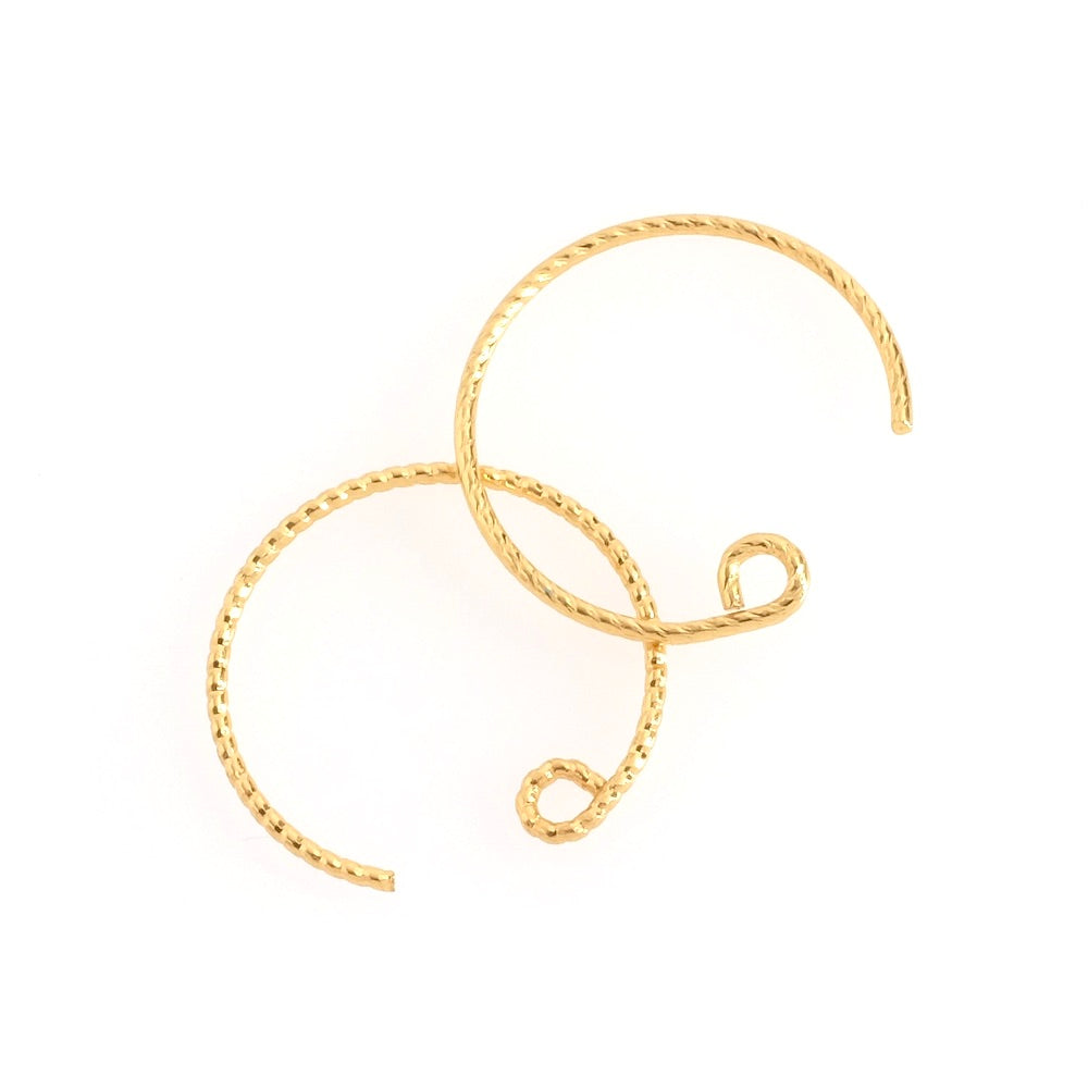 Boucles d'oreilles Crochets ronds en laiton doré à l'or fin 24K Premium, la paire