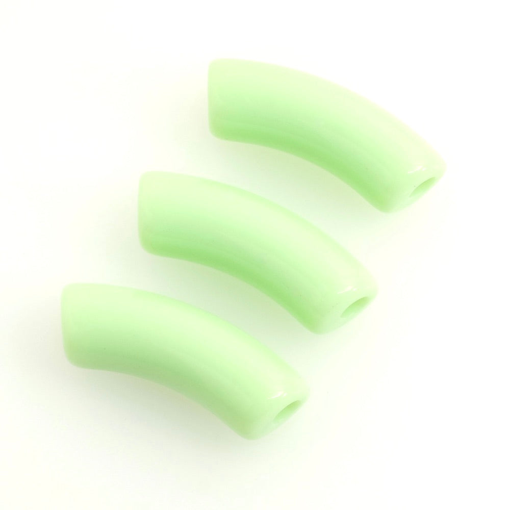 Perle tube courbe incurvée en acrylique vert pastel à l'unité