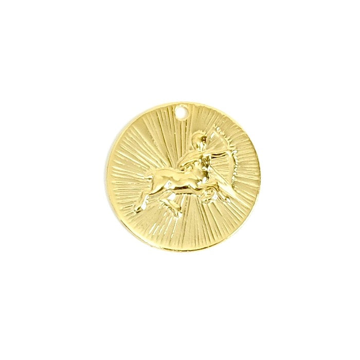 2 pendentifs signe astrologique Sagittaire en laiton Doré à l'or fin 24K