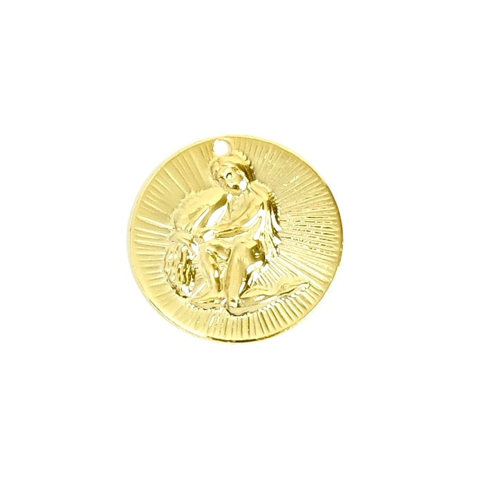 2 pendentifs signe astrologique Verseau en laiton Doré à l'or fin 24K
